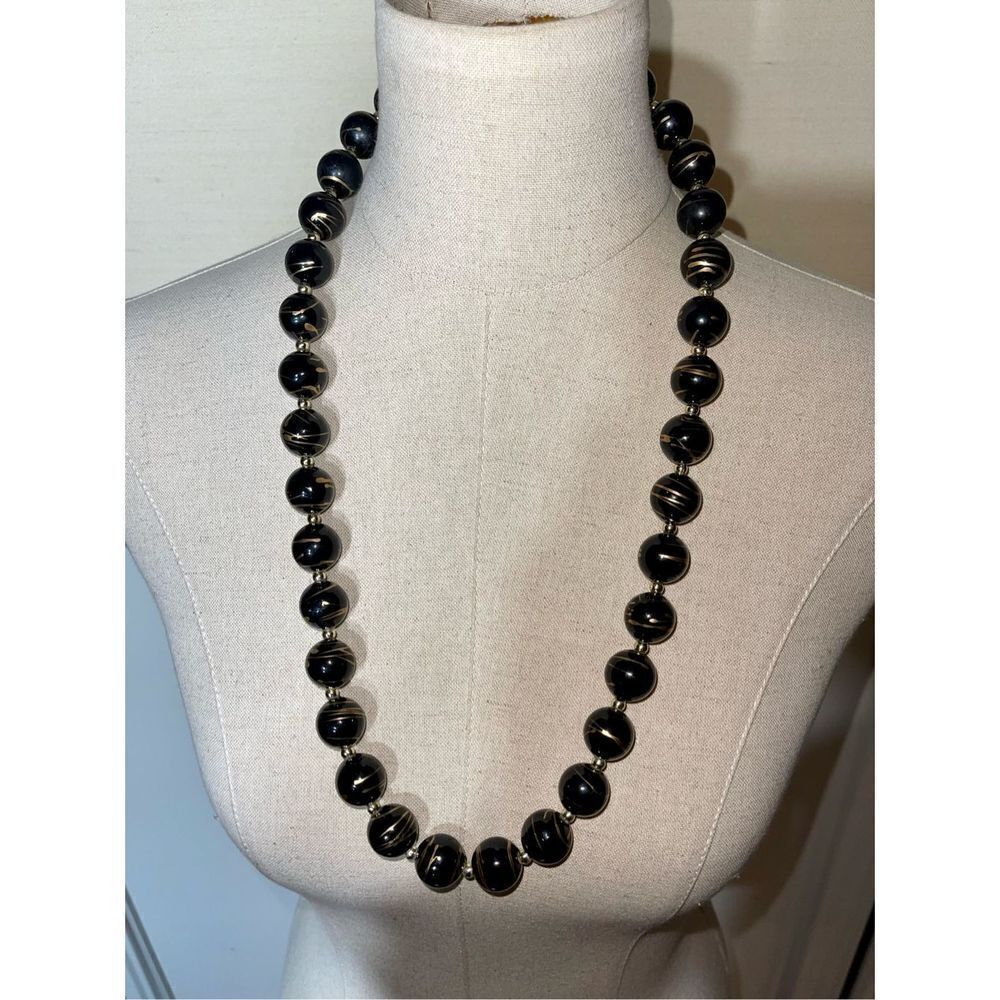 Vintage Black & Gold Beaded Necklace